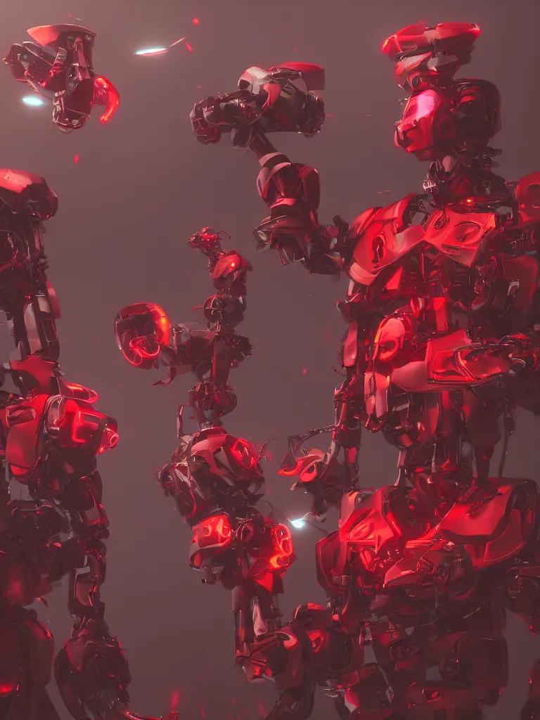 Image similar to a concept art of red flower, robots, people, movie keyframe, cinematic lighting, highly detailed, realistic details, rendered in octane, 4 k post - processing highly