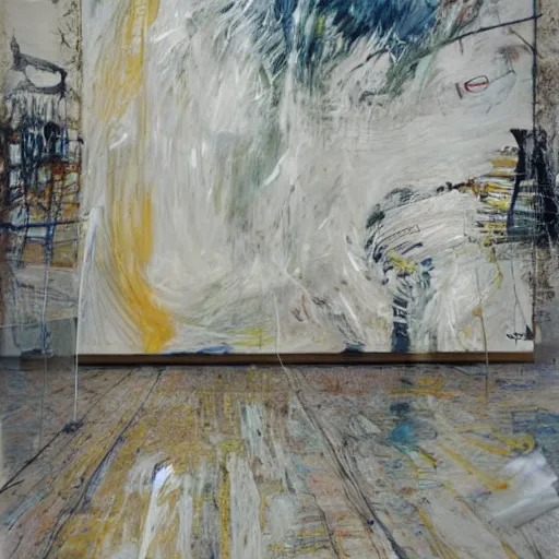 Prompt: large scale painting by cy twombly by julie mehretu, high resolution art scan, well lit