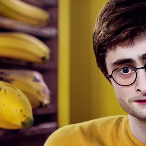 Image similar to photo of a banana looking like daniel radcliffe, 8 k