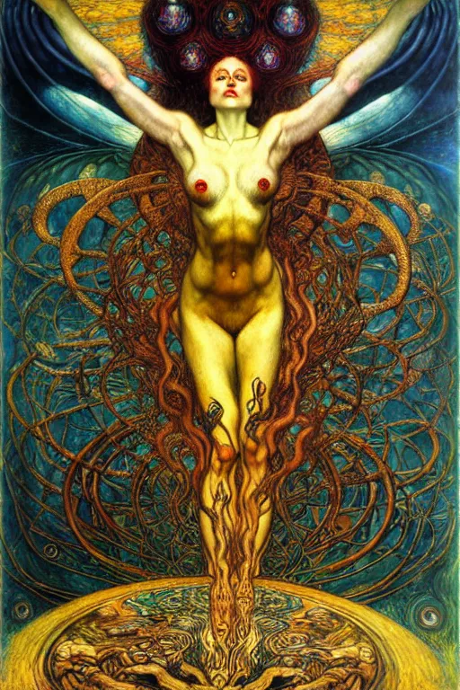 Image similar to Divine Chaos Engine by Karol Bak, Jean Delville, William Blake, Gustav Klimt, and Vincent Van Gogh, symbolist, visionary