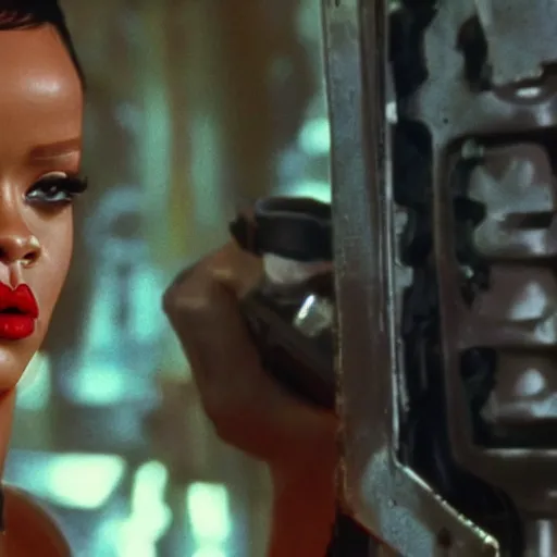 Image similar to rihanna as the t 1 0 0 0 in terminator 2 : judgment day ( 1 9 9 1 ), 8 k wide shot