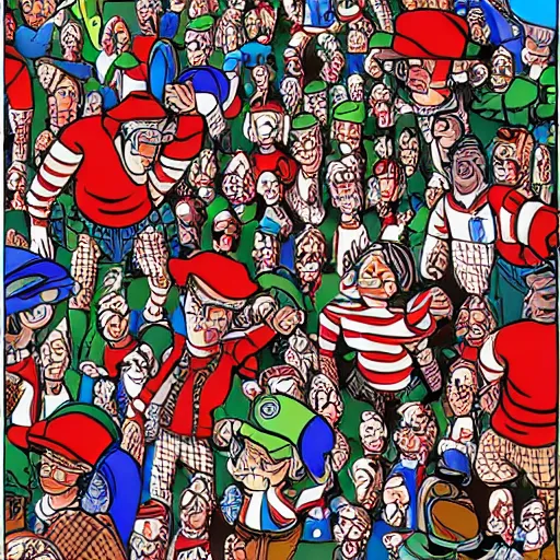 Image similar to wheres waldo, highly detailed, super complicated