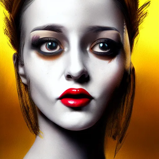 Prompt: woman portrait made out of paint, beautiful, cyborg, octane render, tim burton comic book art