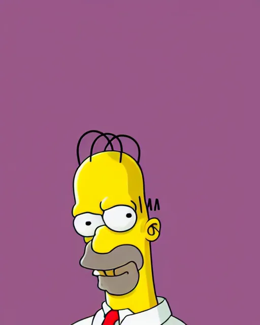 Image similar to portrait of homer simpson, artstation, trending, smooth, focus, art by matt greoning, wes archer