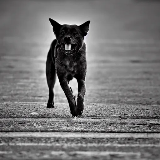 Image similar to barking angry dog photo dramatic lighting