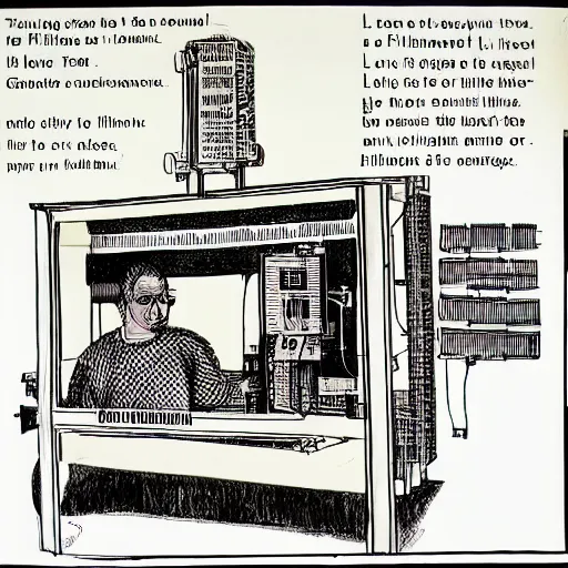 Image similar to diagram for a machine that turns you into a filipino, by raymond pettibon