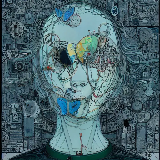 Prompt: the inside of an AI mind by James Jean