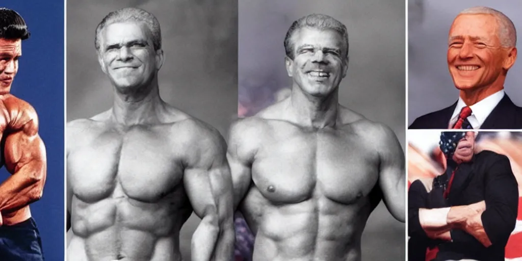 Prompt: muscular, former presidents