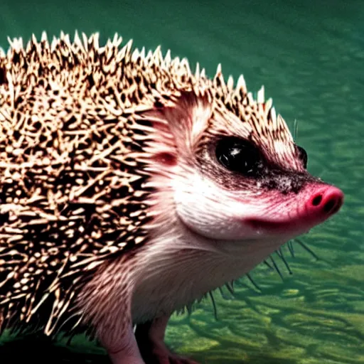 Image similar to a mix of a fish and a hedgehog as one animal.