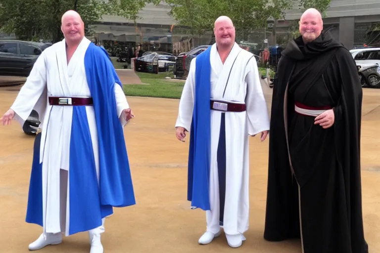 Prompt: Steve Balmer as Obiwan Kenobi