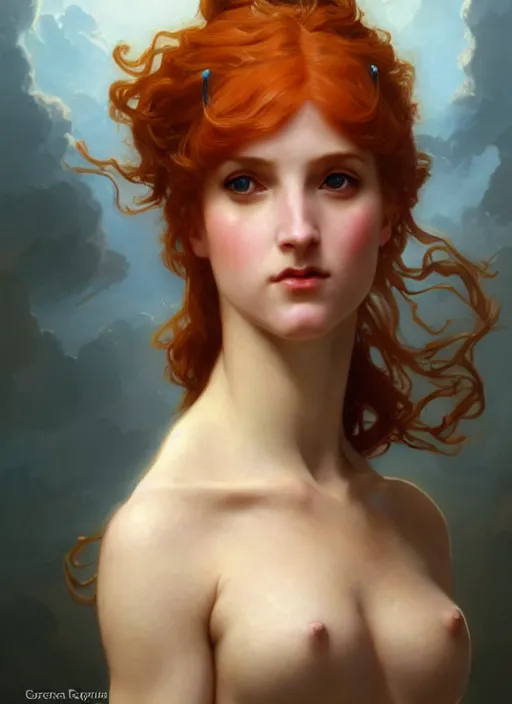 Prompt: cassandra the trojan prophetess, ginger hair, greek mythology, william adolphe bouguereau, trending on artstation, character art, greek myth digital painting, concept art, smooth, sharp focus, illustration, art by artgerm and greg rutkowski, radiant light,