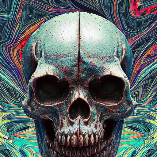 Image similar to portrait_of_a_melting_skull._intricate_abstract._psychedelic_liquod_embossed_intricate_artwork._by_Tooth_Wu_wlop_beeple_dan_mumford._octane_render_trending_on_artstat