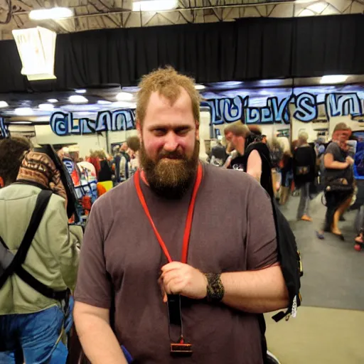 Image similar to portrait of comic book artist Ethan Van Sciver at a comic book convention