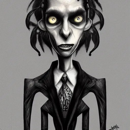 Image similar to michael karcz grunge drawing of drake. , in the style of corpse bride, loony toons style, horror themed, detailed, elegant, intricate, trending on artstation, 4k