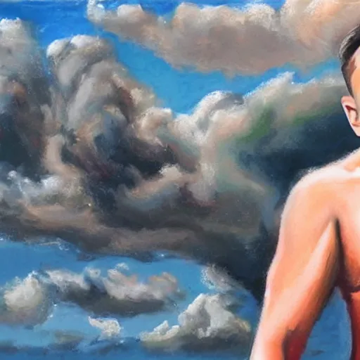 Prompt: photorealistic painting of Elon Musk wearing a bikini