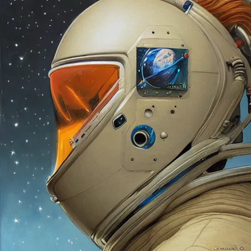 Prompt: full face profile view of Astronaut by Donato Giancola