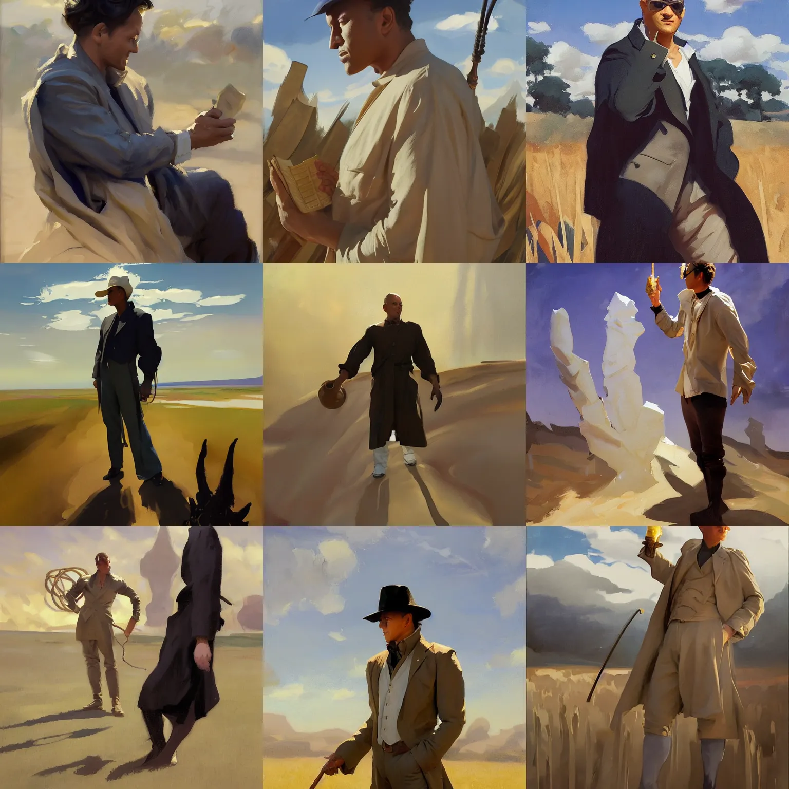 Prompt: portrait of morpheus the sandman in the field of dreams jodhpurs greg manchess painting by sargent and leyendecker, studio ghibli, fantasy, medium shot, asymmetrical, intricate, elegant, matte painting, illustration, hearthstone, by greg rutkowski, by greg tocchini, by james gilleard, by joe fenton