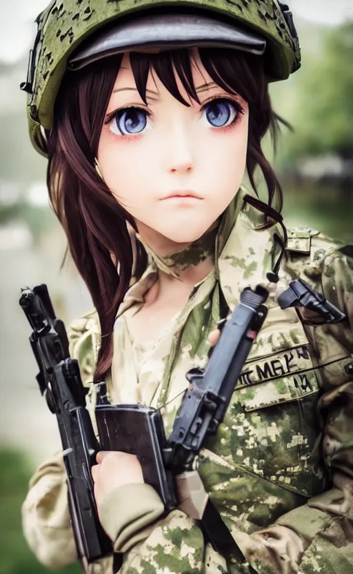 Prompt: portrait photo, highly detailed, high resolution, cosplay photo, stunning, girls frontline style, bokeh soft, 100mm, trending on instagram, by award winning photographer, realistic human anatomy, real human faces, realistic military carrier, soldier clothing, modern warfare, empty hands, shot with a canon, low saturation, soldier clothing