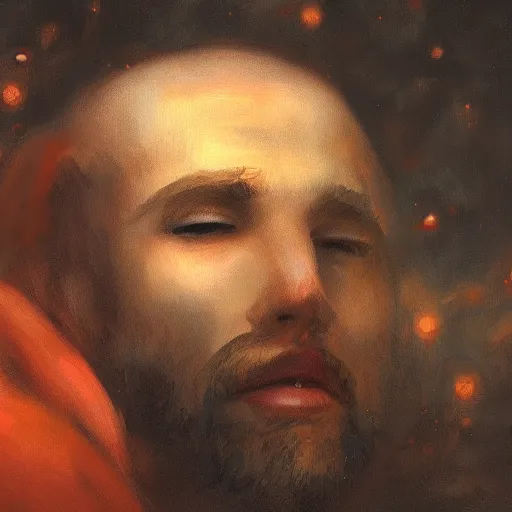 Prompt: a man dreaming about how great he is, 4 k, painting