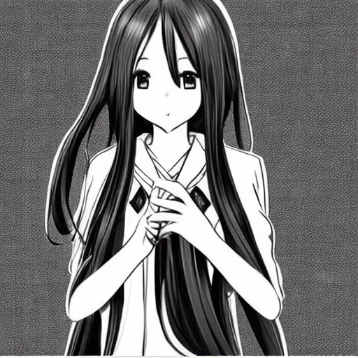 Image similar to “Detailed manga art of a beautiful Japanese girl holding a knife; loving expression; school uniform; high contrast; clean, sharp”