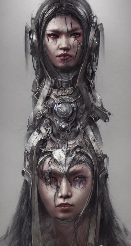 Prompt: epic kazakh woman warrior, cyberpunk, concept art, trending on artstation, marco mazzoni