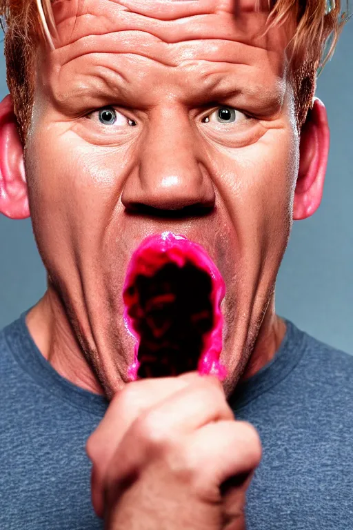 Image similar to the detailed close up image of Gordon Ramsay vomiting, puke flying everywhere, disgusting, puke coming from nose, vomit, detailed, 4K