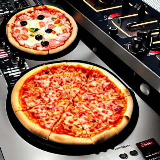 Image similar to pizza on the dj decks