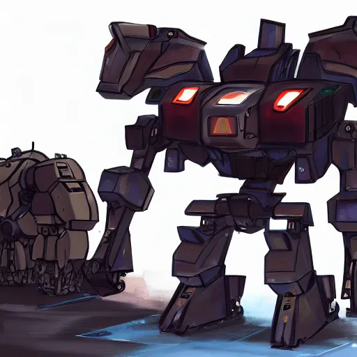 Image similar to concept art for portable battle mech, art station