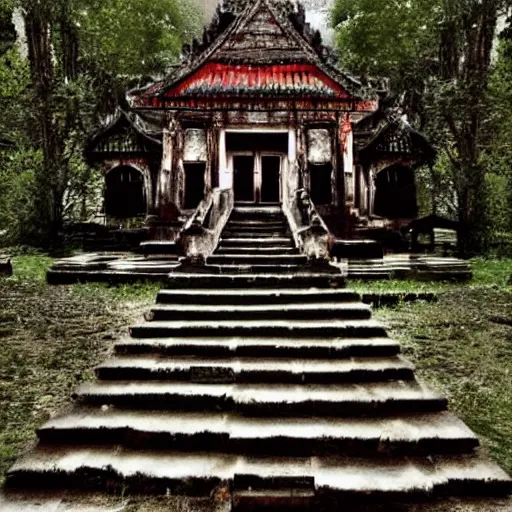 Image similar to a temple thats haunted that looks creepy