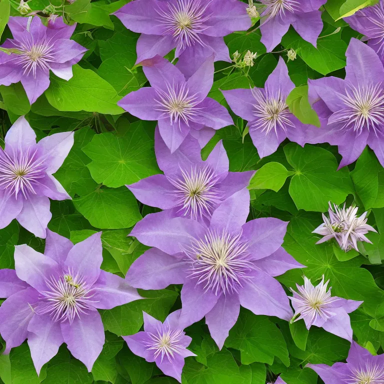 Image similar to clematis theme logo, clematis theme banner, clematis design, clematis in the deep sea, clematis like stars in the sky, hydrangea, trending on artstation, warm light, lovely and cute, fantasy art, 8 k resolution, highly detailed