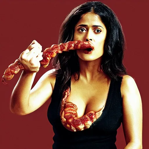 Image similar to alien eating intestines of salma hayek