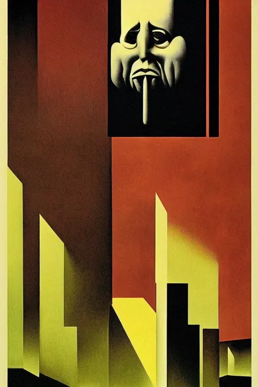 Image similar to Bauhaus Poster by Richard Corben, by René Magritte, surrealism, gothic, baroque