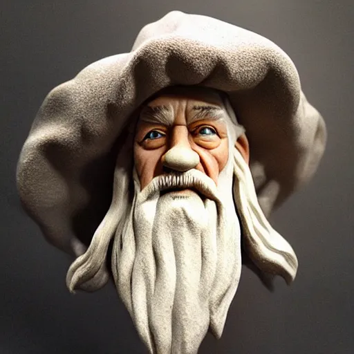 Prompt: gandalf sculpted in the style of george tsougkouzidis, clay, sculpture, portrait lighting