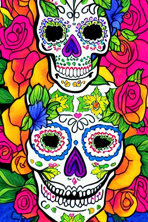 Image similar to Illustration of a sugar skull day of the dead girl, art by paul ranson