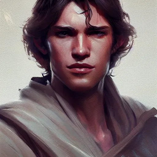 Image similar to portrait of a man by Greg Rutkowski, Anakin Solo from the Star Wars Expanded Universe, highly detailed portrait, digital painting, artstation, concept art, smooth, sharp foccus ilustration, Artstation HQ