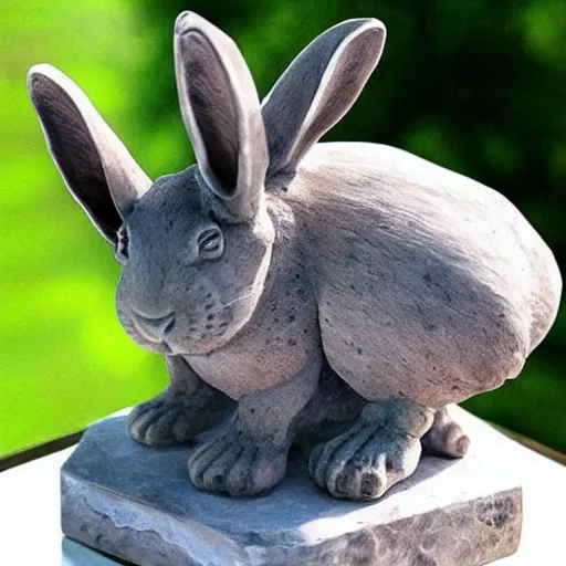 Image similar to “muscular rabbit, highly detailed, realistic, marble sculpture, Michelangelo sculpture, very old, dusty”