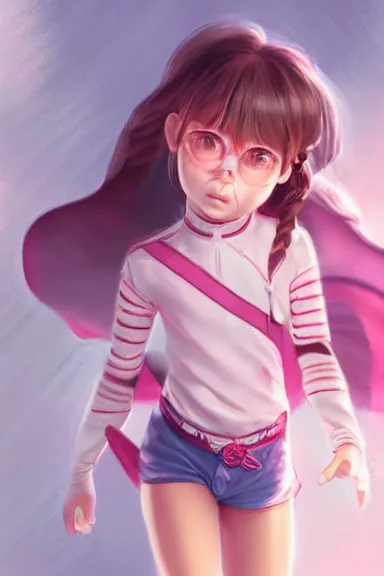 Image similar to little girl wearing an pink and white hero outfit, digital artwork made by artgerm lau and makoto shinkai