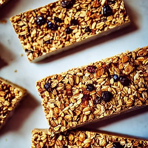 Prompt: close up high resolution photo of granola bar, very tasty, food photography, instagram, trending