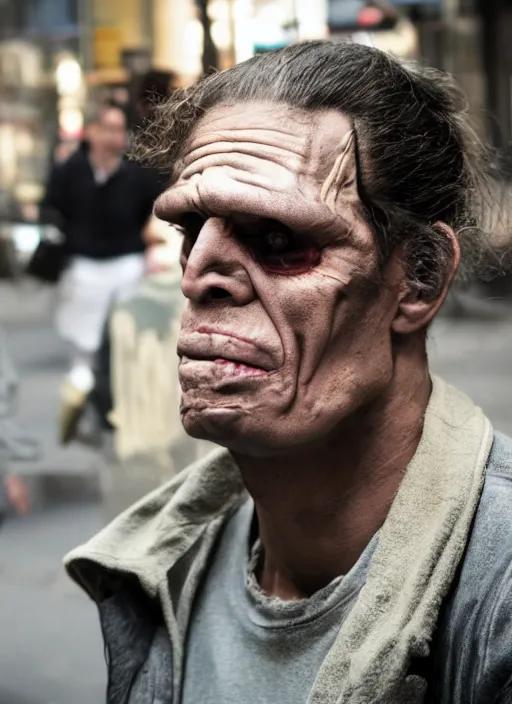 Prompt: Candid street portrait of Frankenstein , Humans of New York, 2011