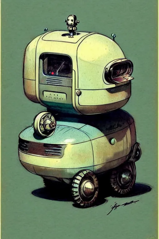 Prompt: ( ( ( ( ( 1 9 5 0 s retro future android robot fat robot midget wagon. muted colors., ) ) ) ) ) by jean - baptiste monge,!!!!!!!!!!!!!!!!!!!!!!!!!
