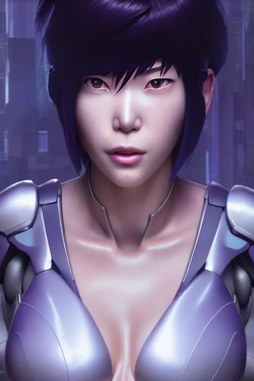 Image similar to weta disney pixar movie still portrait photo of motoko kusanagi ghost in the shell anime : : as cyborg woman by pixar : : by ilya kuvshinov, rossdraws, artgerm, maxim cover, octane render, anime, octane render, 3 d, volumetric lighting, anti aliasing, raytracing : :