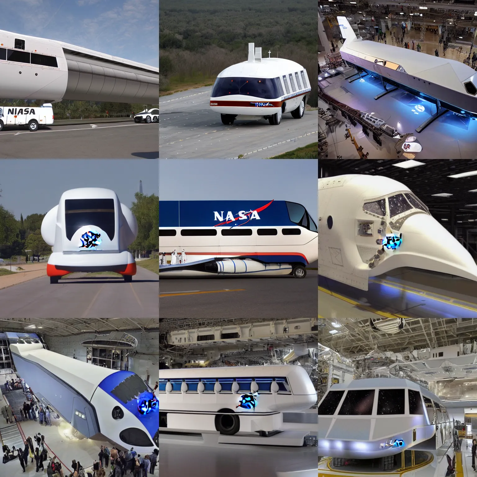 Prompt: nasa's new spaceship made from a bus