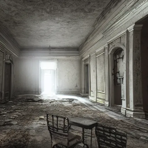 Prompt: walking through the inside of a haunted asylum, detailed, cinematic, unreal engine