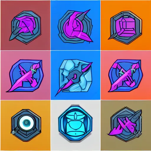 Prompt: combat skill icons from a cyberpunk style MMORPG