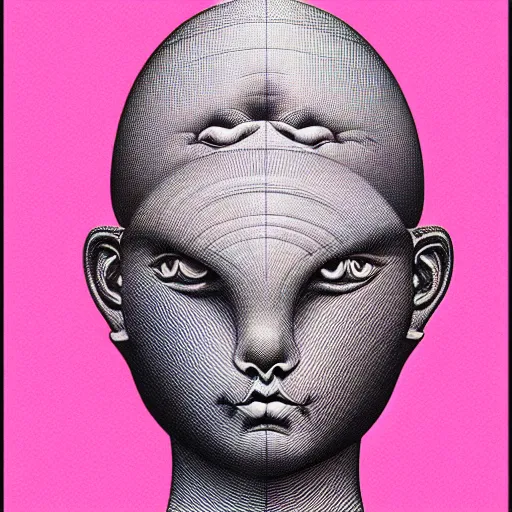 Image similar to pink grainy spray effect super conceptual figurative post - morden monumental figurative portrait made by escher and william blake, highly conceptual figurative art, intricate detailed illustration, illustration sharp geometrical detail, vector sharp graphic, controversial, manga 1 9 9 0