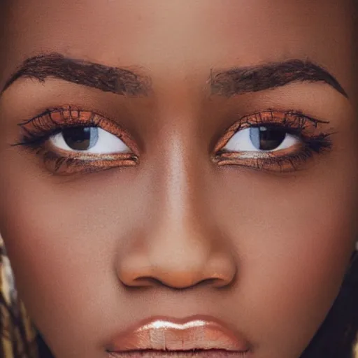 Prompt: a closeup portrait of a black woman with brown hair and brown eyes. Extremely clear and high quality eyes with reflection, realistic face and details, clear lips and high quality