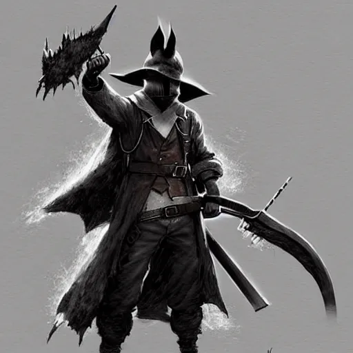 Prompt: pikachu as a hunter in bloodborne, in a back alley wielding a machete and a blunderbuss, art by greg rutkowski, intricate, elegant, highly detailed, smooth, sharp focus, artstation