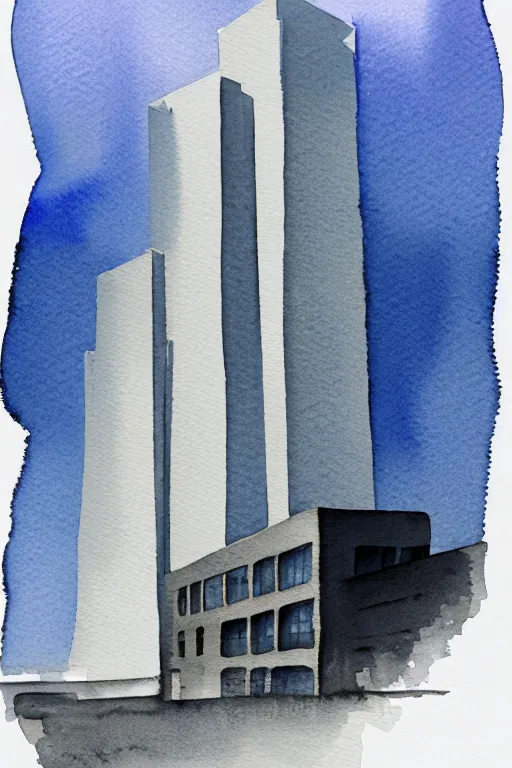 Image similar to minimalist watercolor art of frankfurt bank, illustration, vector art