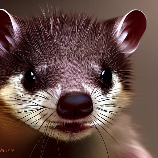 Image similar to a wanted poster of a shady looking ferret, photorealistic, 4 k