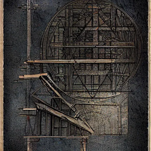 Image similar to time machine blueprints by leonardo davinci